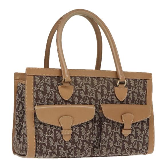 DIOR Trotter Canvas Hand Bag Beige Brown Gold - Picture 1 of 14